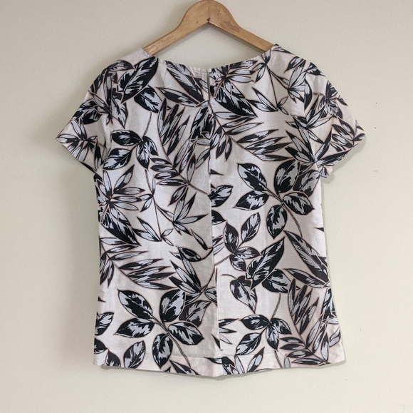 J Crew Floral Palm Fronds Printed Linen Cotton Top - Picture 3 of 6